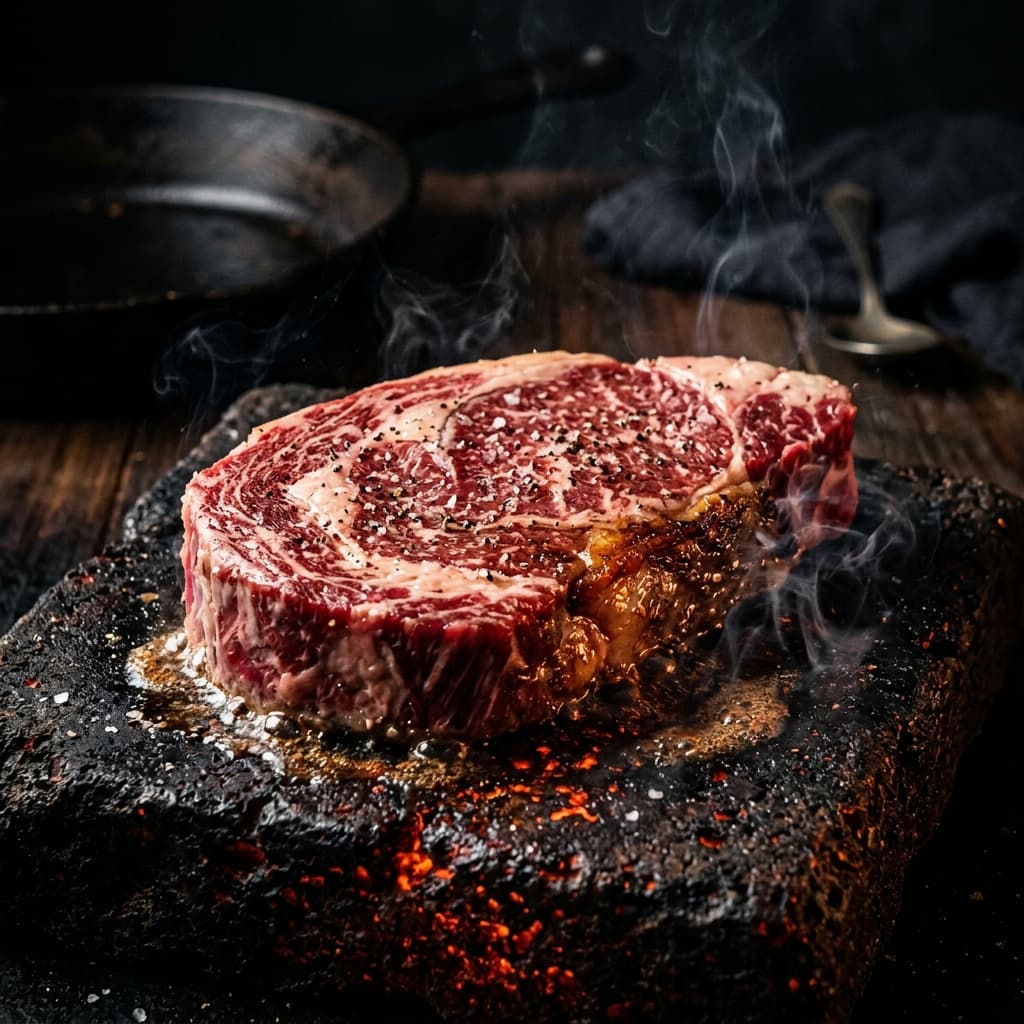 Steak cooking at the table at Stone Grill